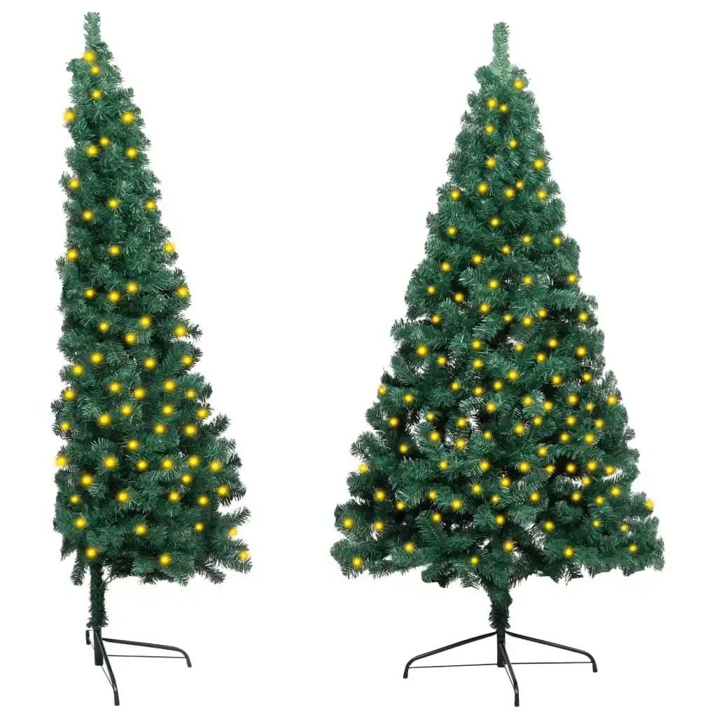 Artificial Half Pre-lit Christmas Tree with Stand Green 210 cm PVC 3077394