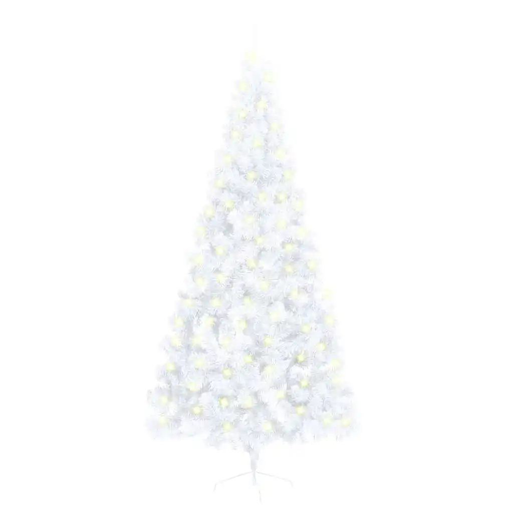 Artificial Half Pre-lit Christmas Tree with Stand White 210 cm PVC 3077399