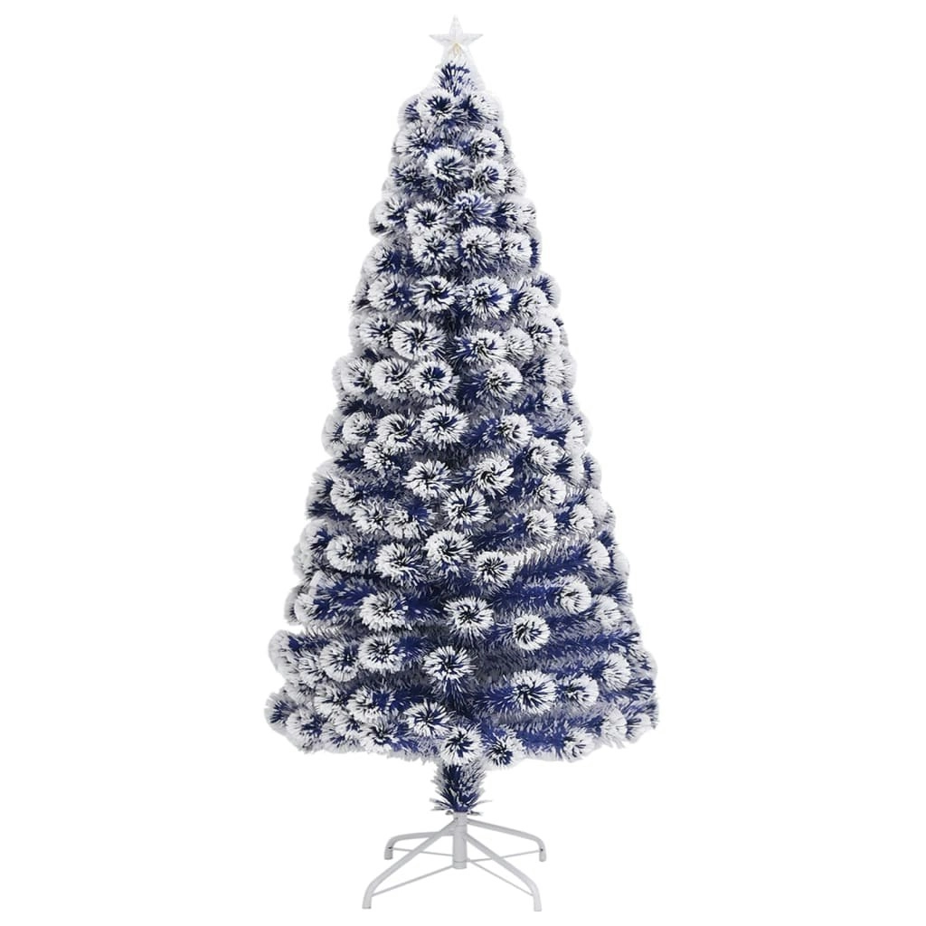 Artificial Pre-lit Christmas Tree White&Blue 120 cm Fibre Optic 329090