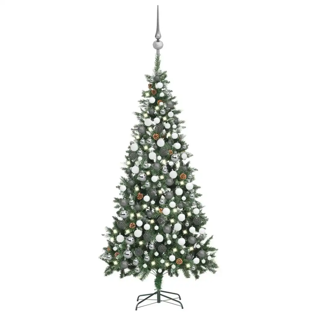 Artificial Pre-lit Christmas Tree with Ball Set Pine Cones 210 cm 3077897