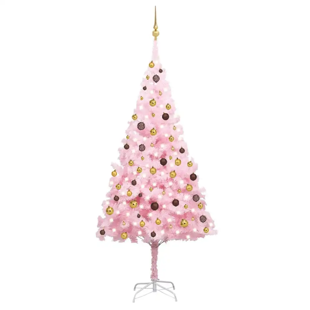 Artificial Pre-lit Christmas Tree with Ball Set Pink 240 cm PVC 3077501