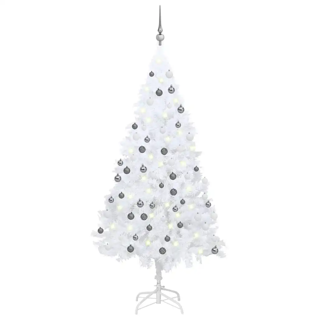 Artificial Pre-lit Christmas Tree with Ball Set White 180 cm PVC 3077713