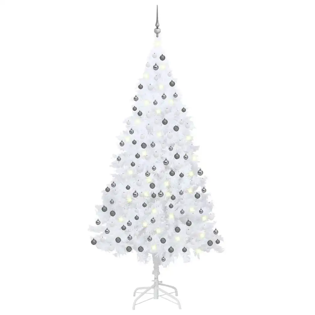 Artificial Pre-lit Christmas Tree with Ball Set White 210 cm PVC 3077714