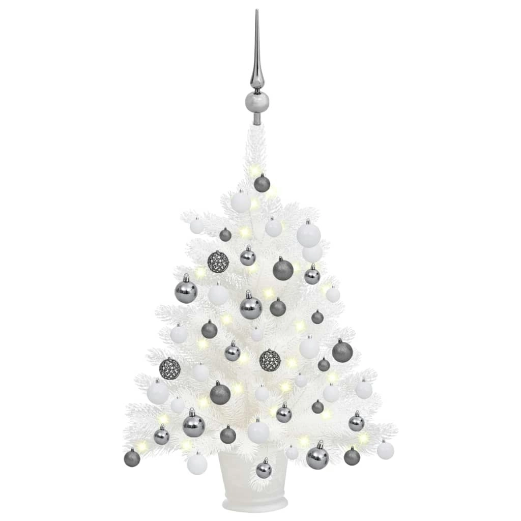 Artificial Pre-lit Christmas Tree with Ball Set White 65 cm 3077716