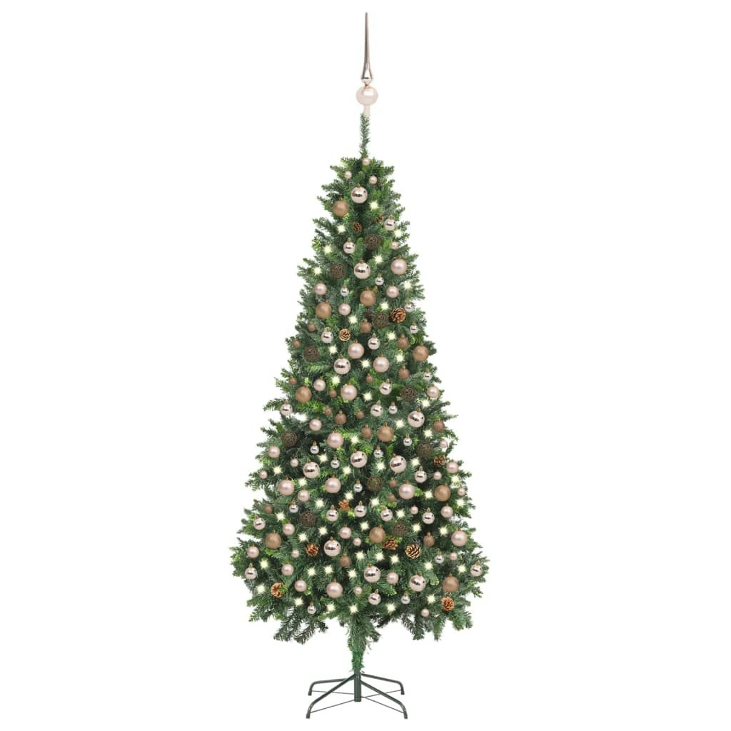 Artificial Pre-lit Christmas Tree with Ball Set&Pine Cones 210 cm 3077846