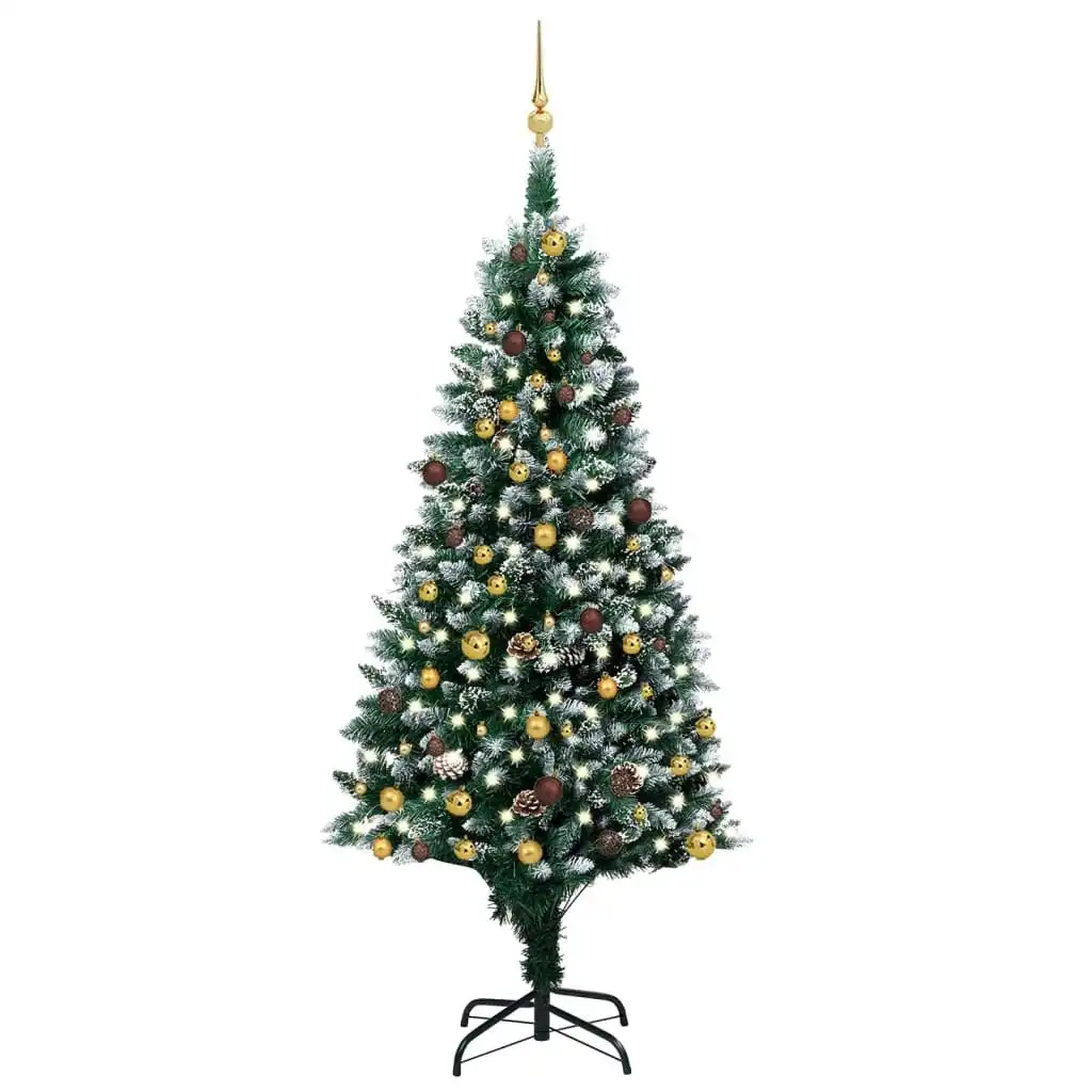 Artificial Pre-lit Christmas Tree with Ball Set&Pinecones 210 cm 3077532