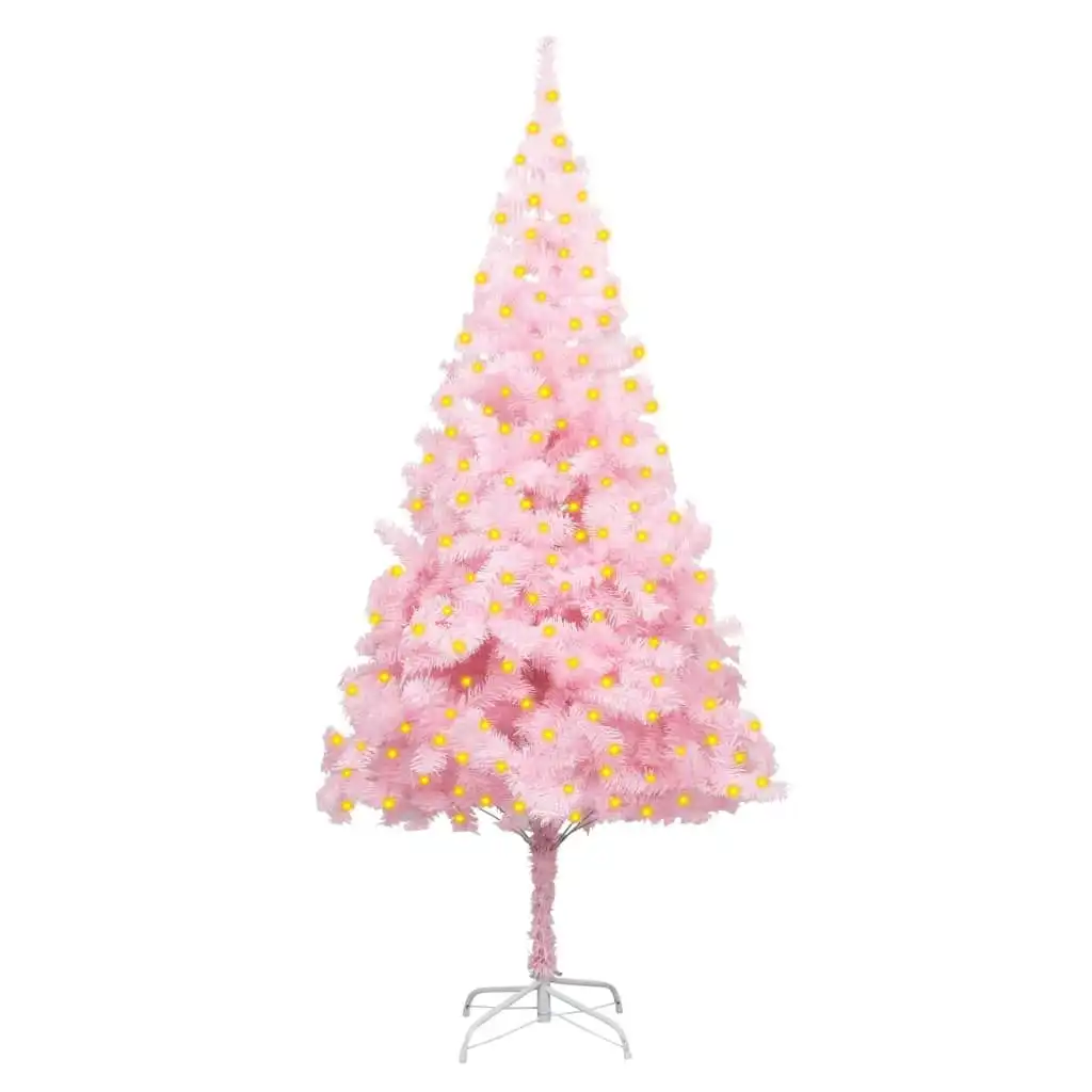 Artificial Pre-lit Christmas Tree with Stand Pink 210 cm PVC 3077414