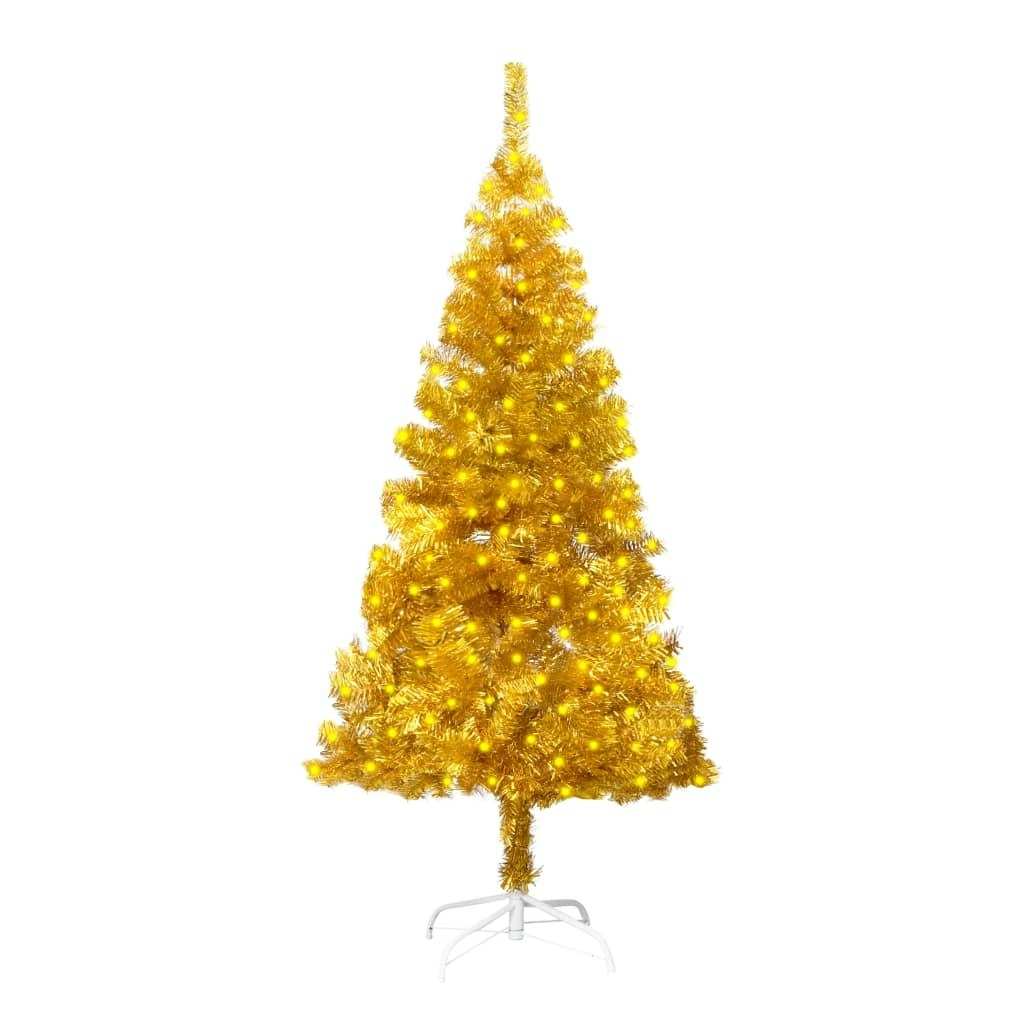 Artificial Pre-lit Christmas Tree with Stand Gold 150 cm PET 3077432