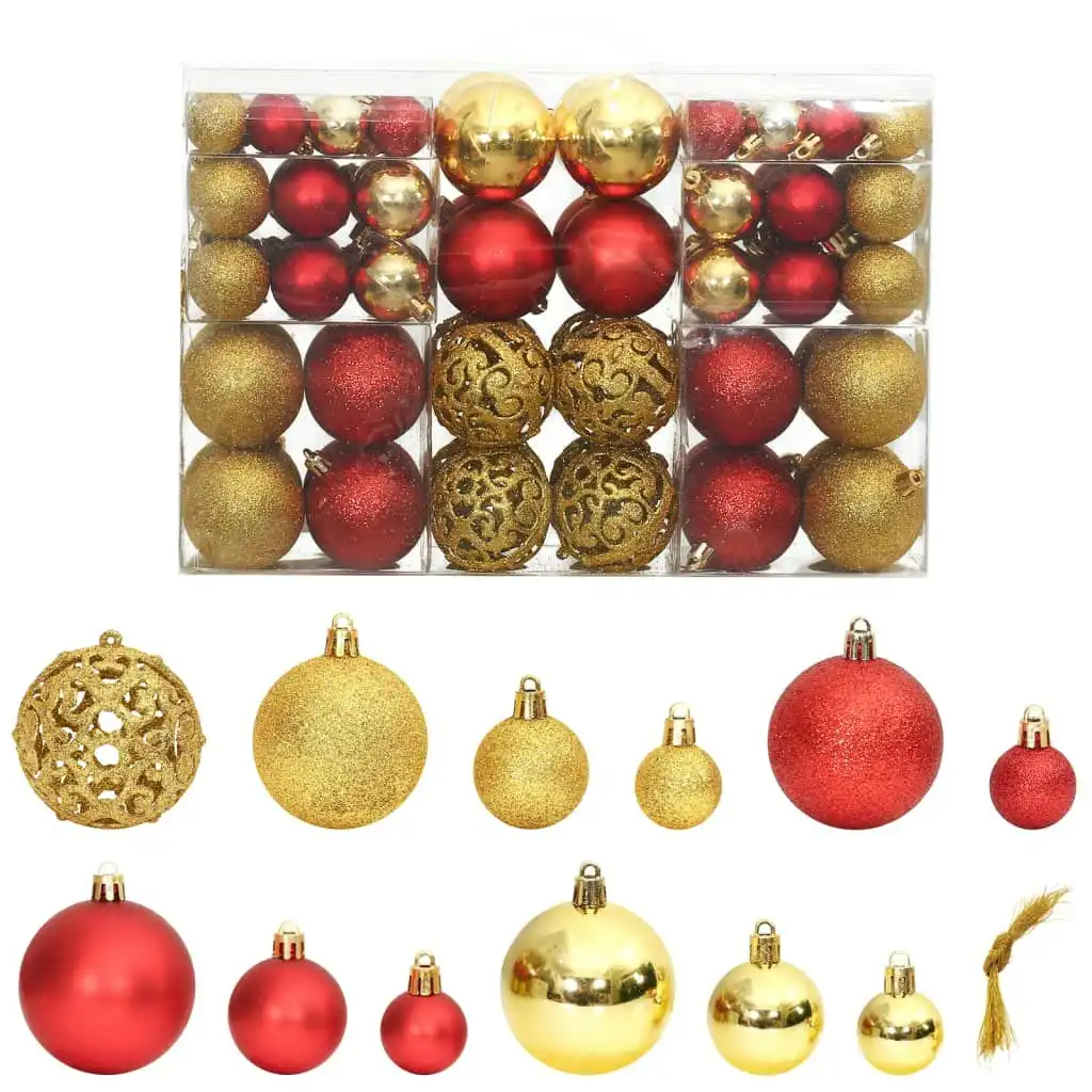 Christmas Baubles 100 pcs Gold and Wine Red 3 / 4 / 6 cm 356106