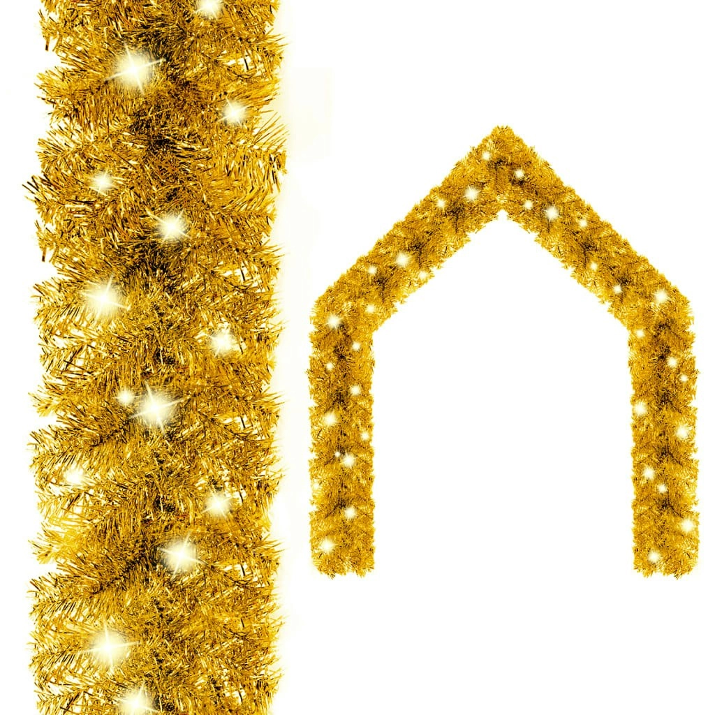 Christmas Garland with LED Lights 20 m Gold 329203