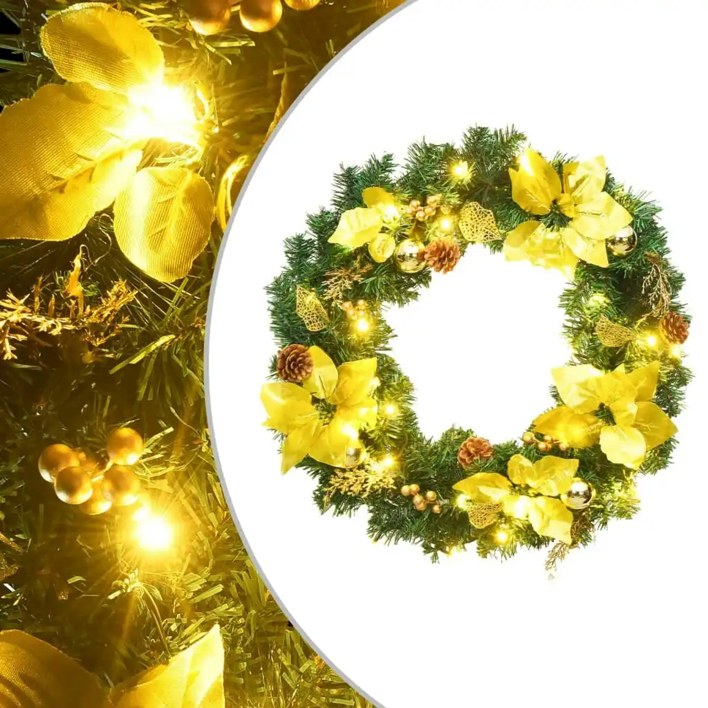 Christmas Wreath with LED Lights Green 60 cm PVC 321515