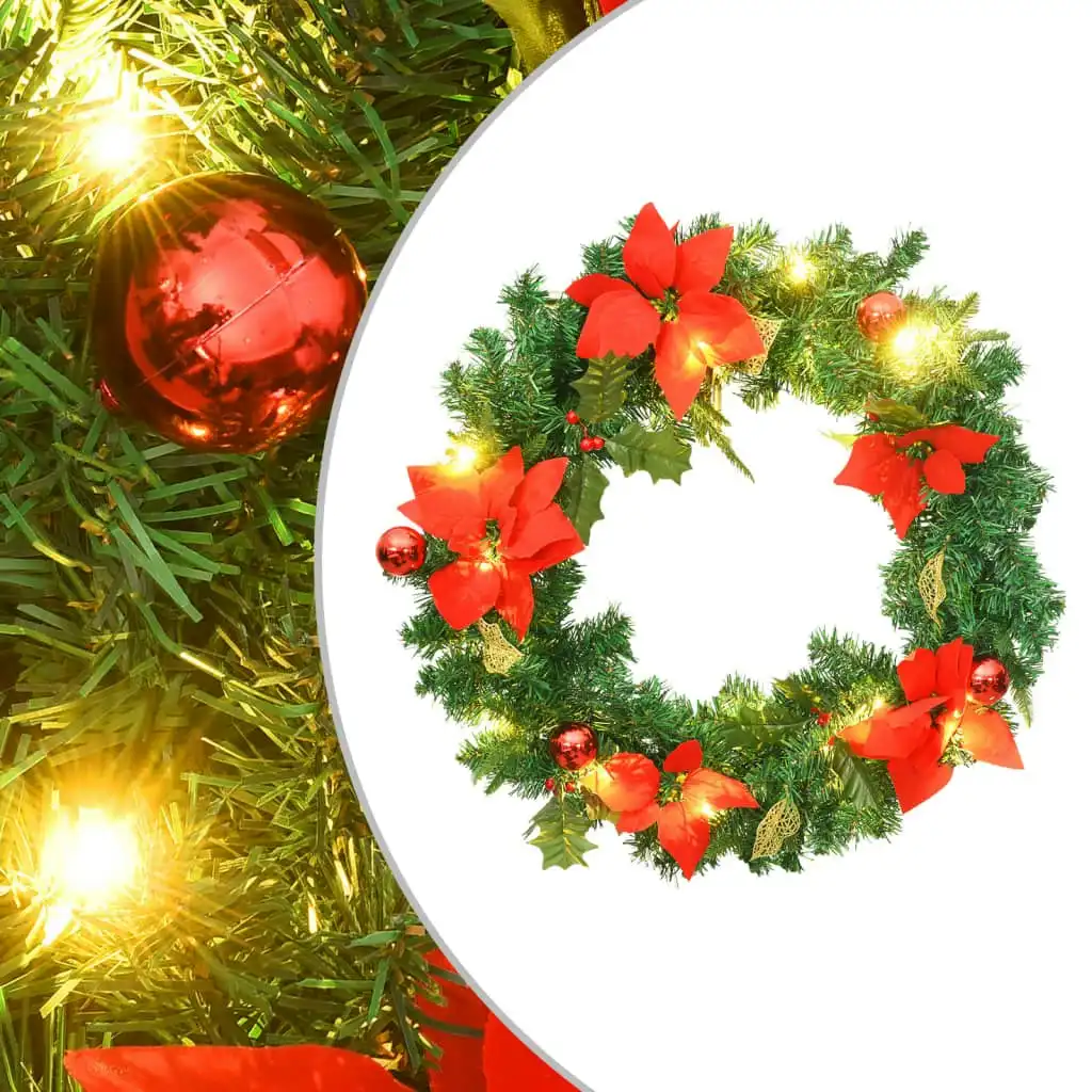 Christmas Wreath with LED Lights Green 60 cm PVC 321517