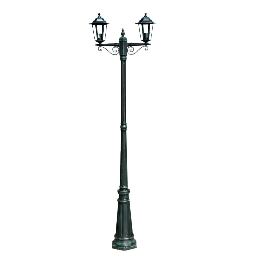 Garden Light Post 2-arms 215 cm Dark Green/Black Aluminium 40247