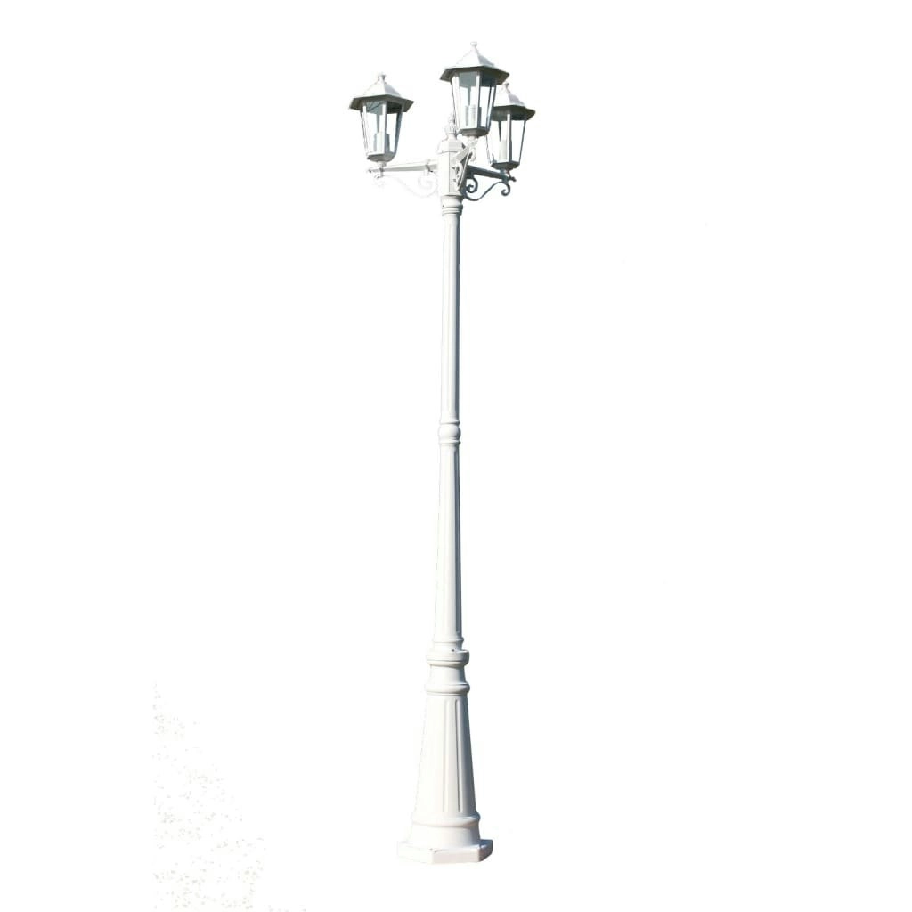 Garden Light Post 3-arms 215 cm White Aluminium 40245