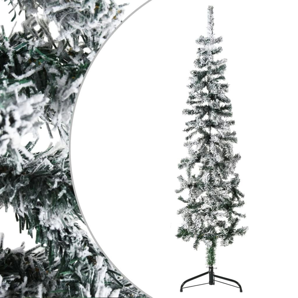 Slim Artificial Half Christmas Tree with Flocked Snow 120 cm 344604