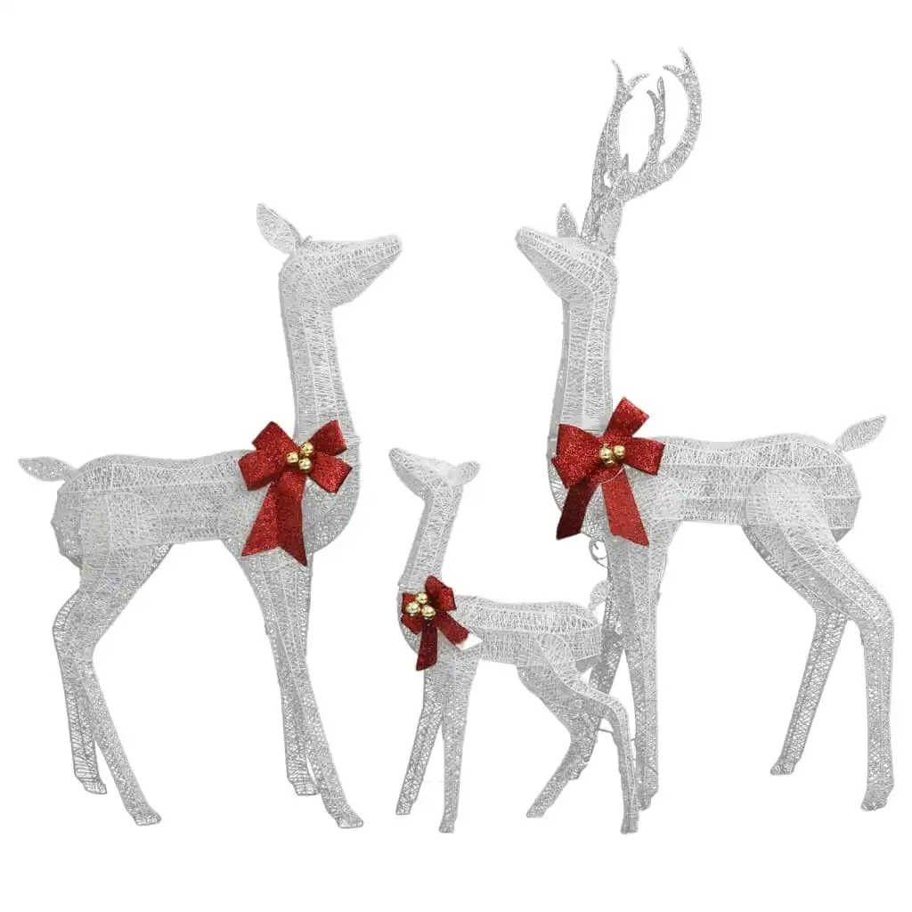 Reindeer Family Christmas Decoration White and Silver 201 LEDs 329771