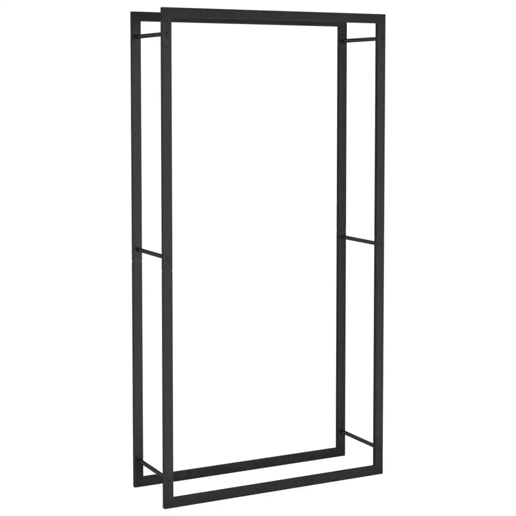 Firewood Rack Matt Black 80x28x154 cm Steel 350308