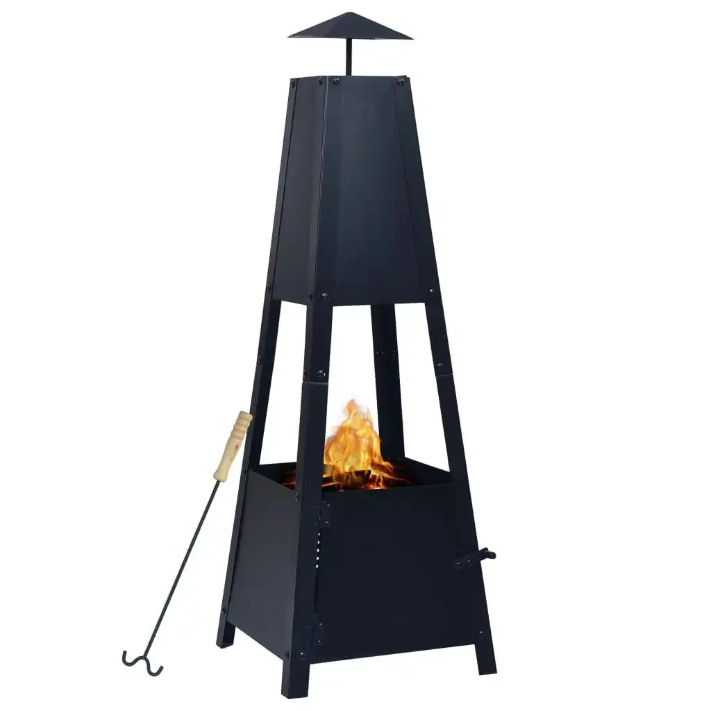 Fire Pit Black 35x35x99 cm Steel 46648