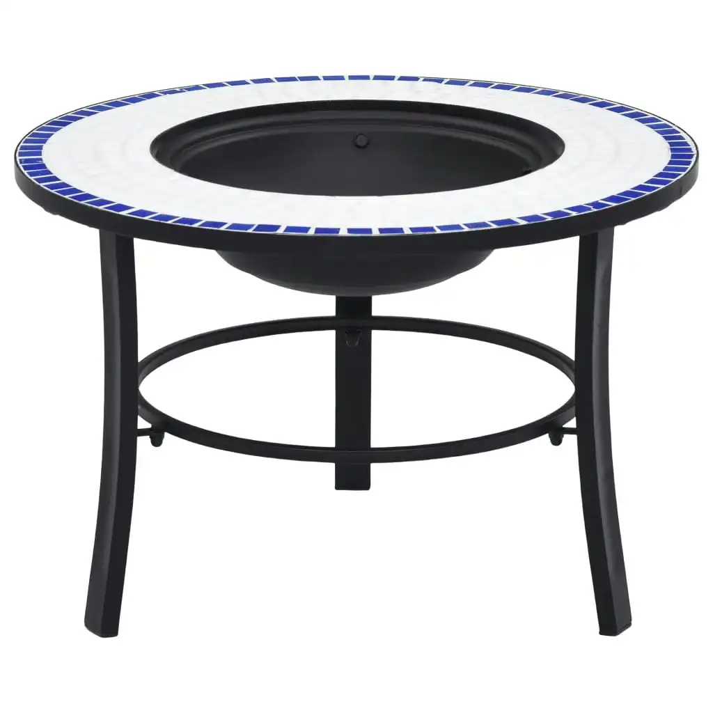 vidaXL Mosaic Fire Pit Blue and White 68cm Ceramic 46720