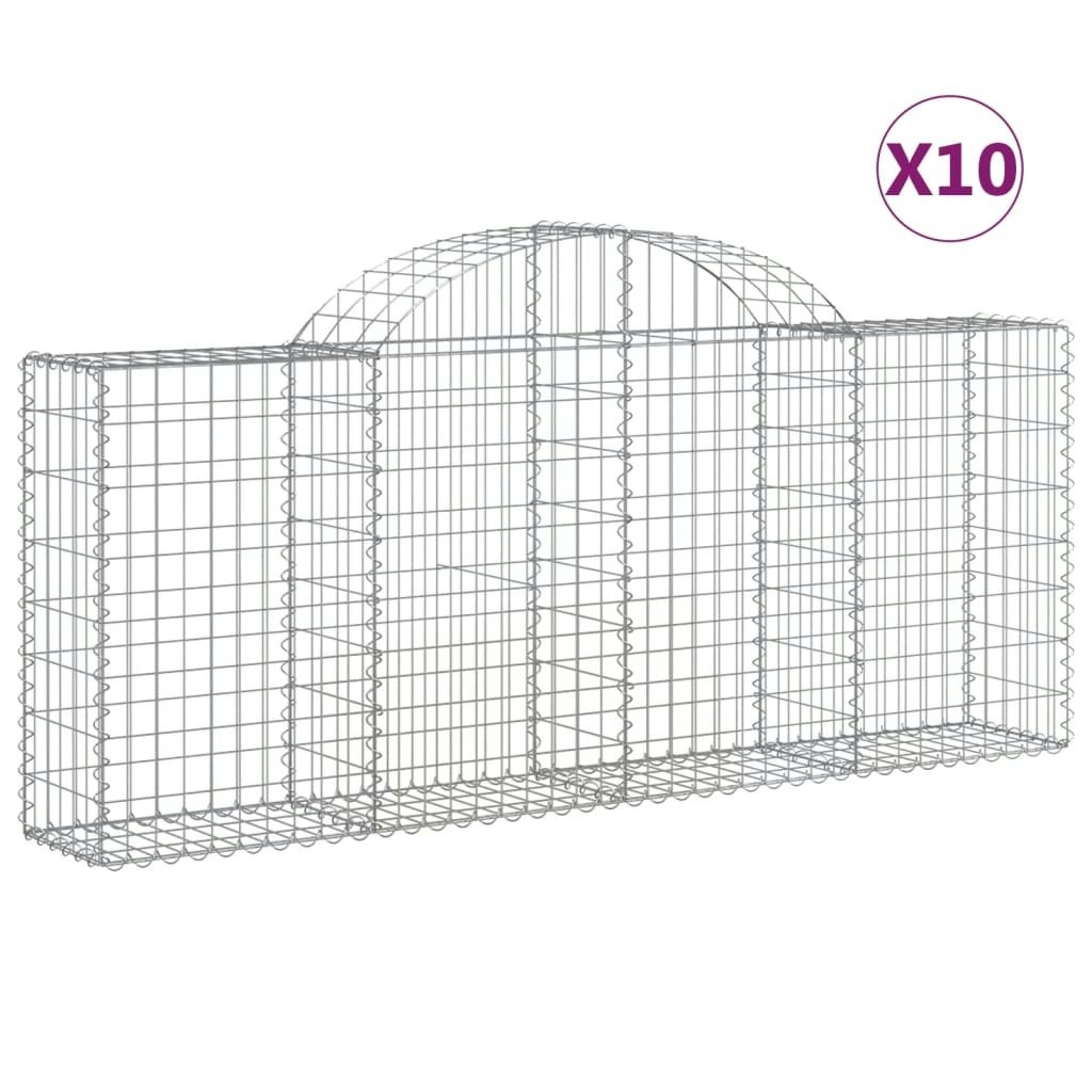 Arched Gabion Baskets 10 pcs 200x30x80/100 cm Galvanised Iron 3146097