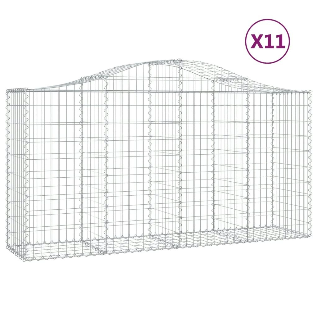 Arched Gabion Baskets 11 pcs 200x50x100/120 cm Galvanised Iron 3145649