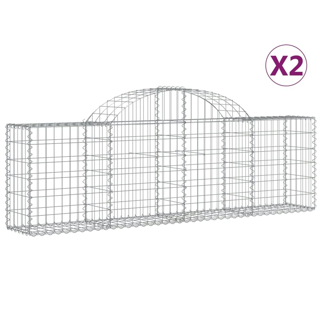 Arched Gabion Baskets 2 pcs 200x30x60/80 cm Galvanised Iron 3146068