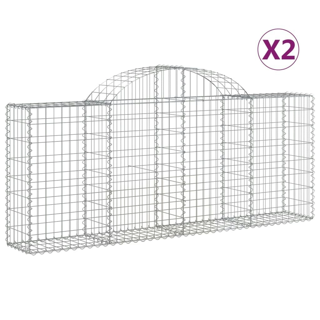 Arched Gabion Baskets 2 pcs 200x30x80/100 cm Galvanised Iron 3146089