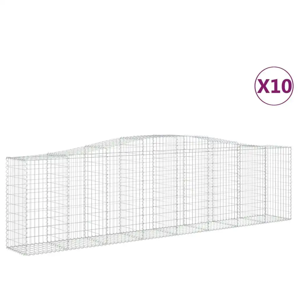 Arched Gabion Baskets 10 pcs 400x50x100/120 cm Galvanised Iron 3145964