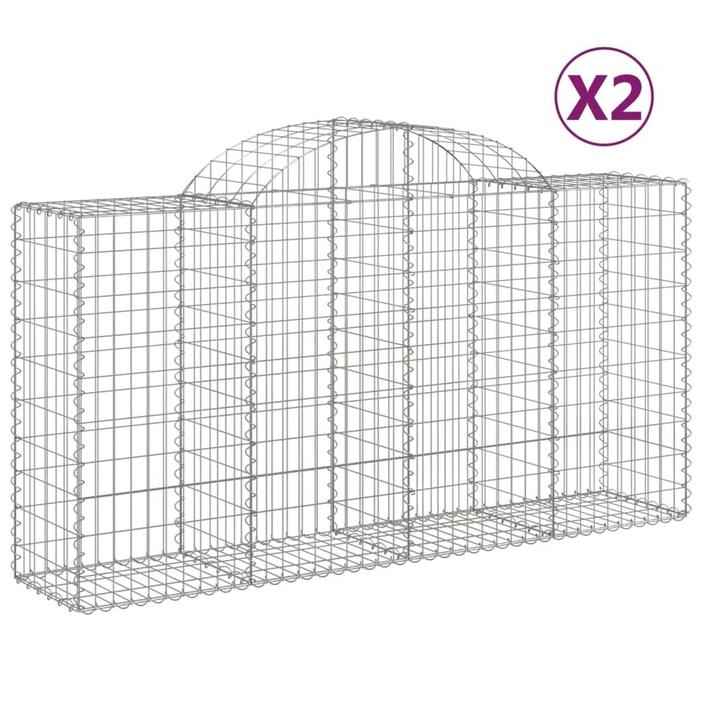 Arched Gabion Baskets 2 pcs 200x50x100/120 cm Galvanised Iron 3146320