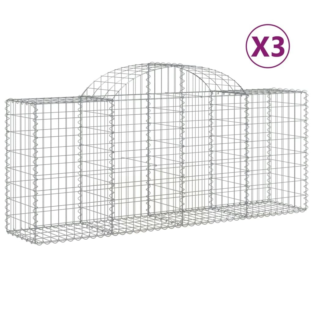 Arched Gabion Baskets 3 pcs 200x50x80/100 cm Galvanised Iron 3146300