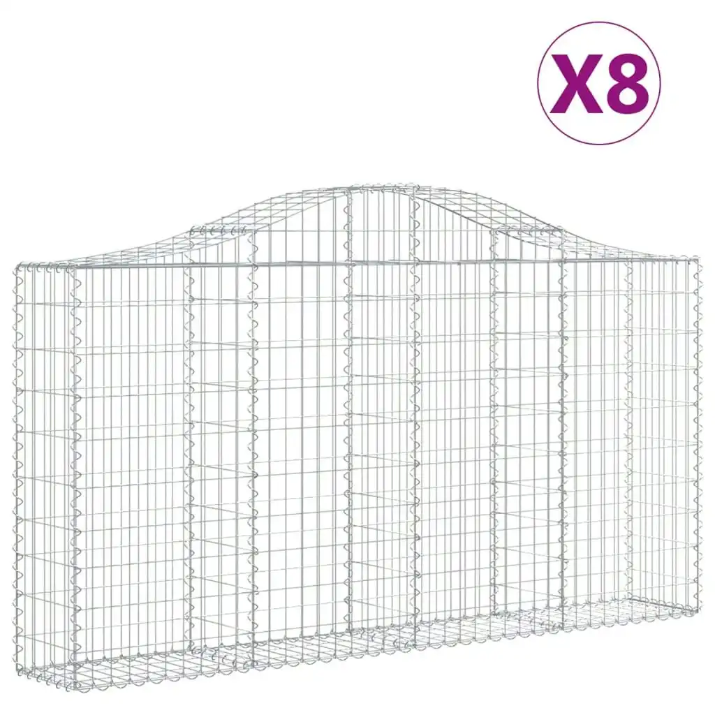 Arched Gabion Baskets 8 pcs 200x30x100/120 cm Galvanised Iron 3145436