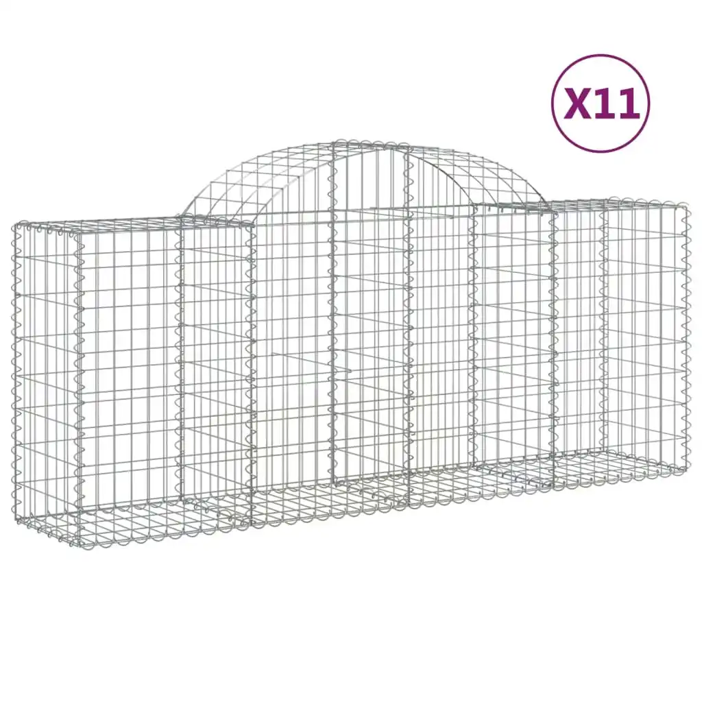 Arched Gabion Baskets 11 pcs 200x50x80/100 cm Galvanised Iron 3146308