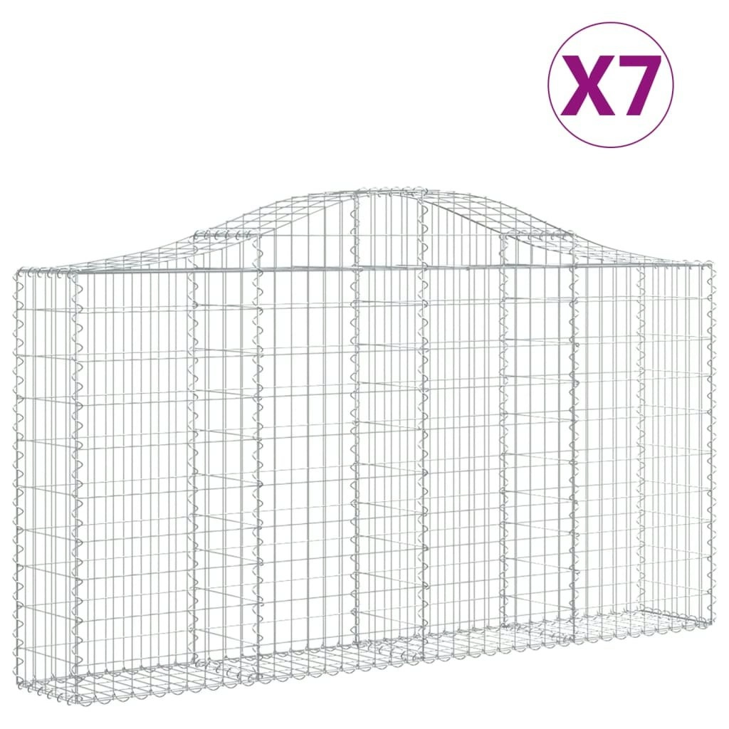 Arched Gabion Baskets 7 pcs 200x30x100/120 cm Galvanised Iron 3145435