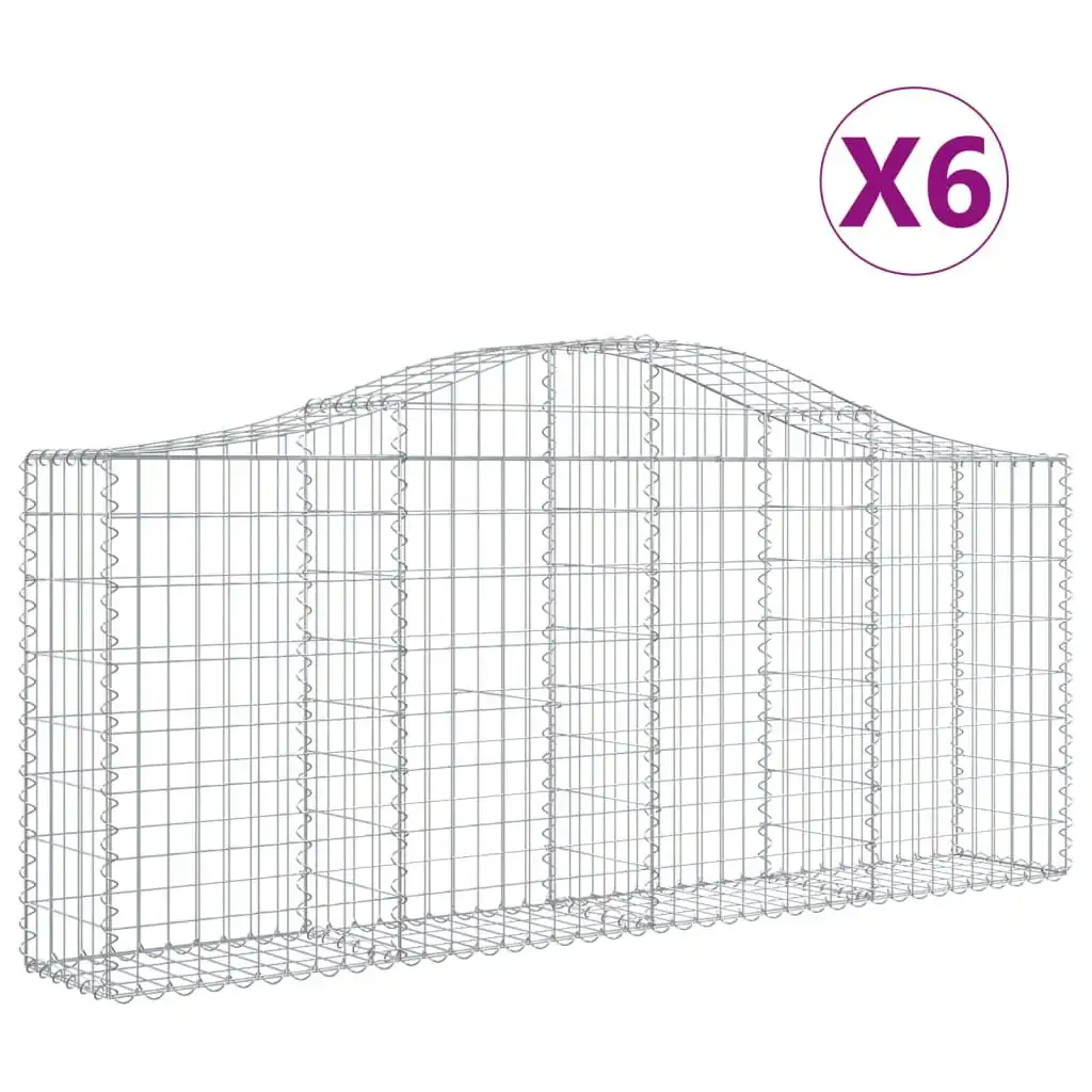 Arched Gabion Baskets 6 pcs 200x30x80/100 cm Galvanised Iron 3145413