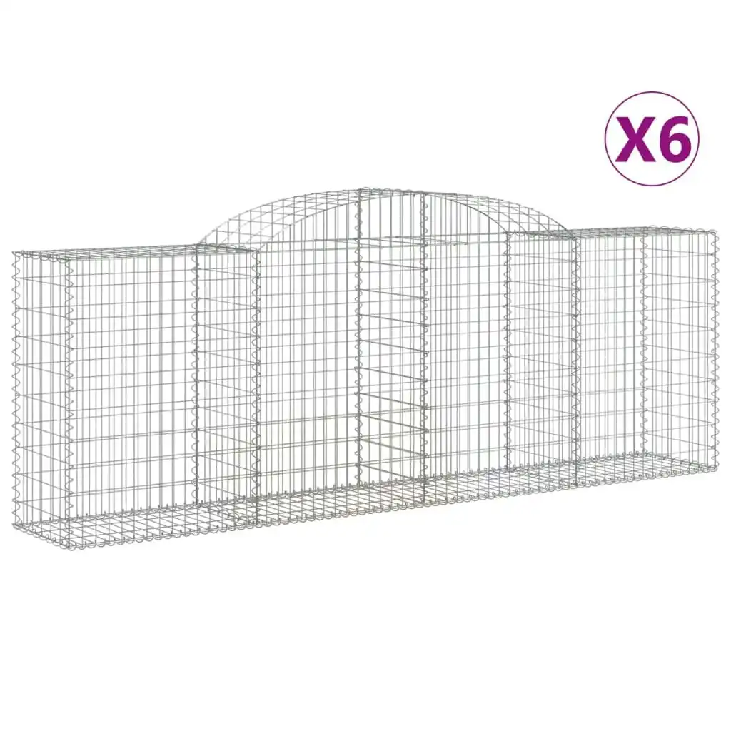 Arched Gabion Baskets 6 pcs 300x50x100/120 cm Galvanised Iron 3146705