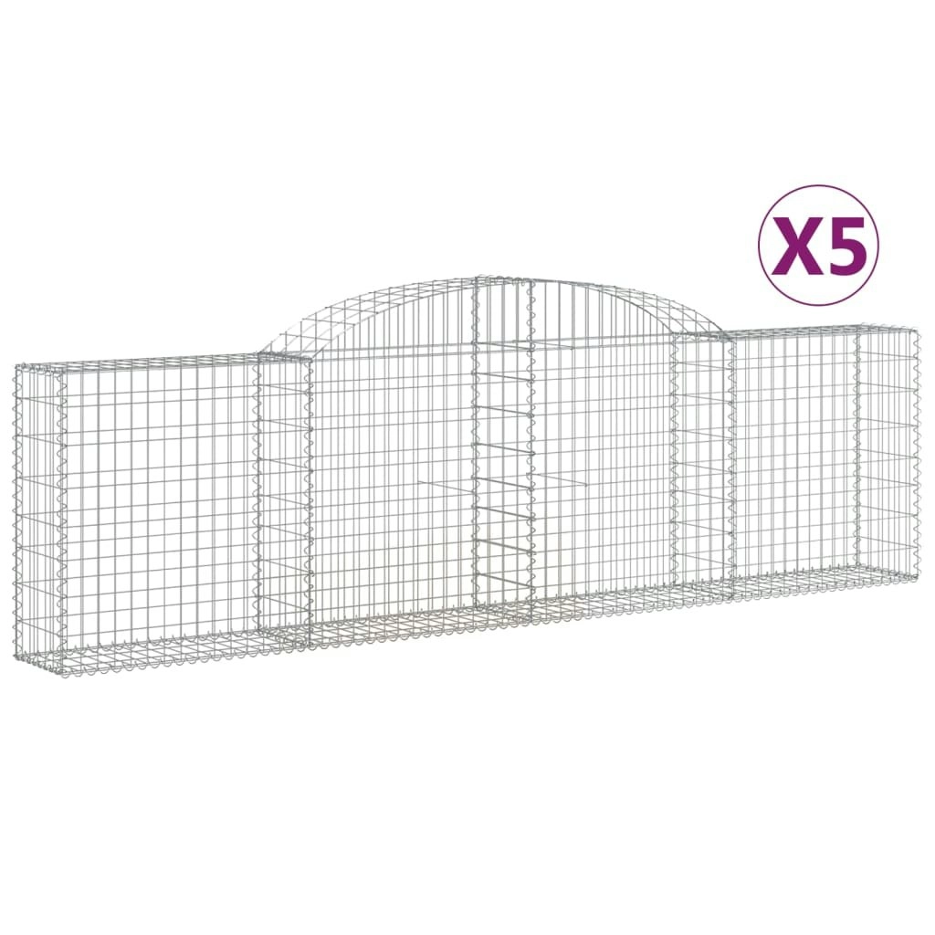 Arched Gabion Baskets 5 pcs 300x30x80/100 cm Galvanised Iron 3146506