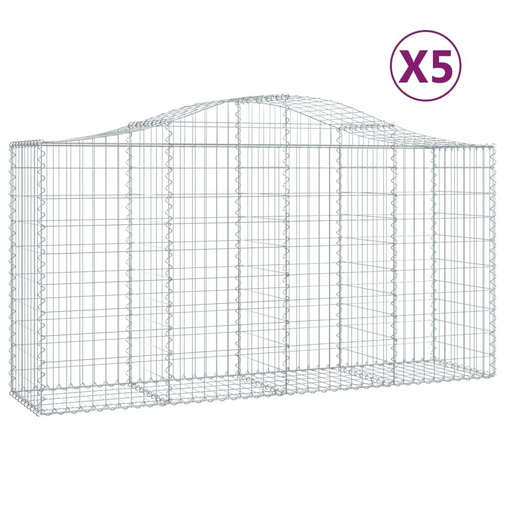 Arched Gabion Baskets 5 pcs 200x50x100/120 cm Galvanised Iron 3145643