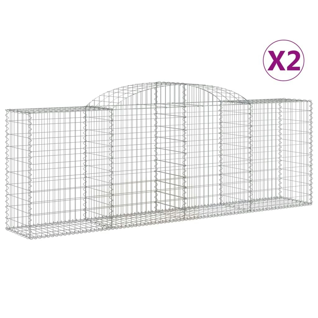 Arched Gabion Baskets 2 pcs 300x50x100/120 cm Galvanised Iron 3146701