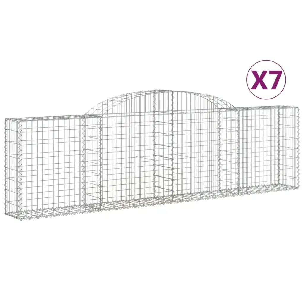 Arched Gabion Baskets 7 pcs 300x30x80/100 cm Galvanised Iron 3146508