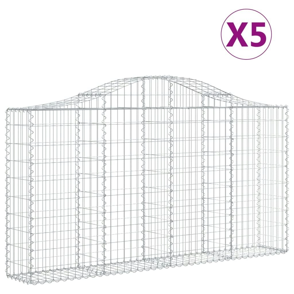 Arched Gabion Baskets 5 pcs 200x30x100/120 cm Galvanised Iron 3145433