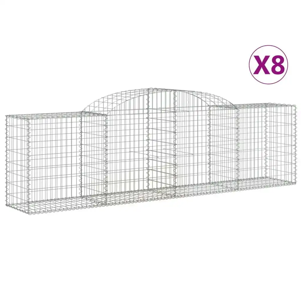 Arched Gabion Baskets 8 pcs 300x50x80/100 cm Galvanised Iron 3146689