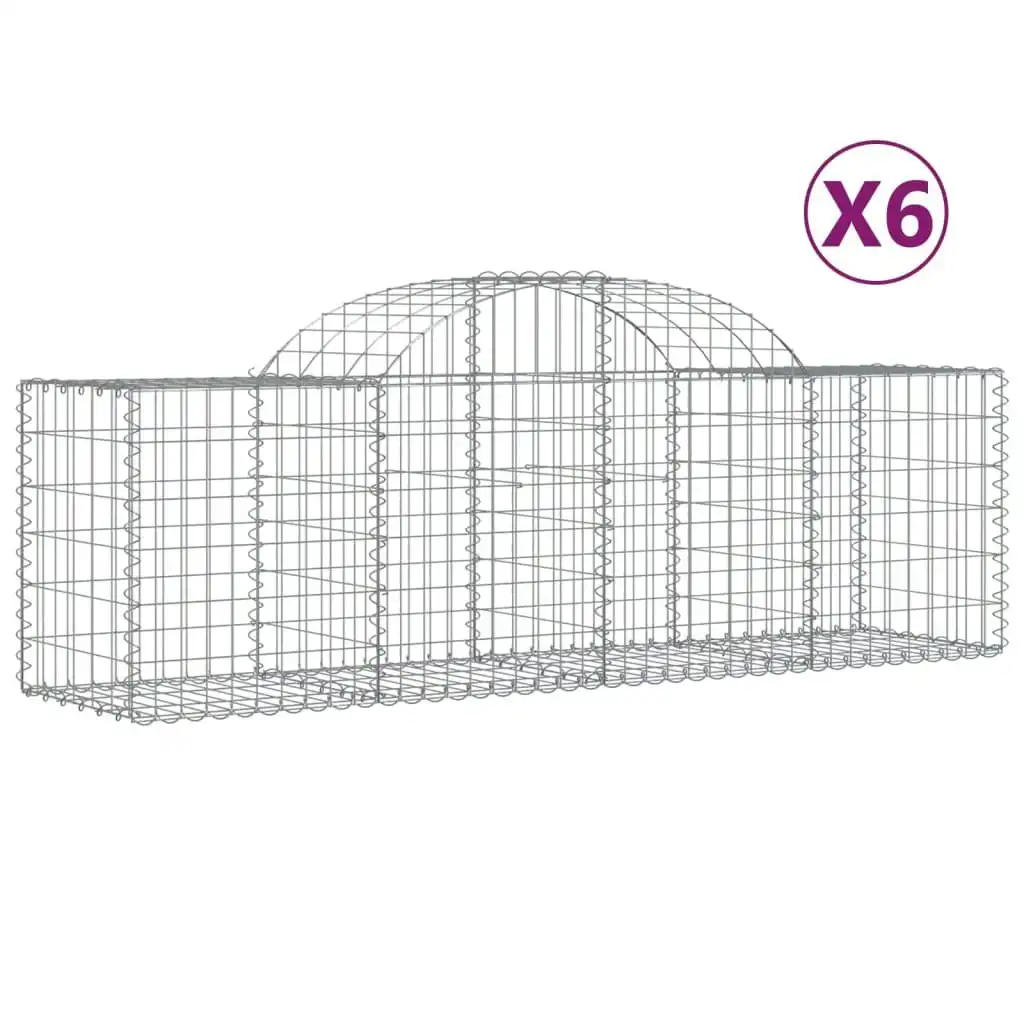 Arched Gabion Baskets 6 pcs 200x50x60/80 cm Galvanised Iron 3146282