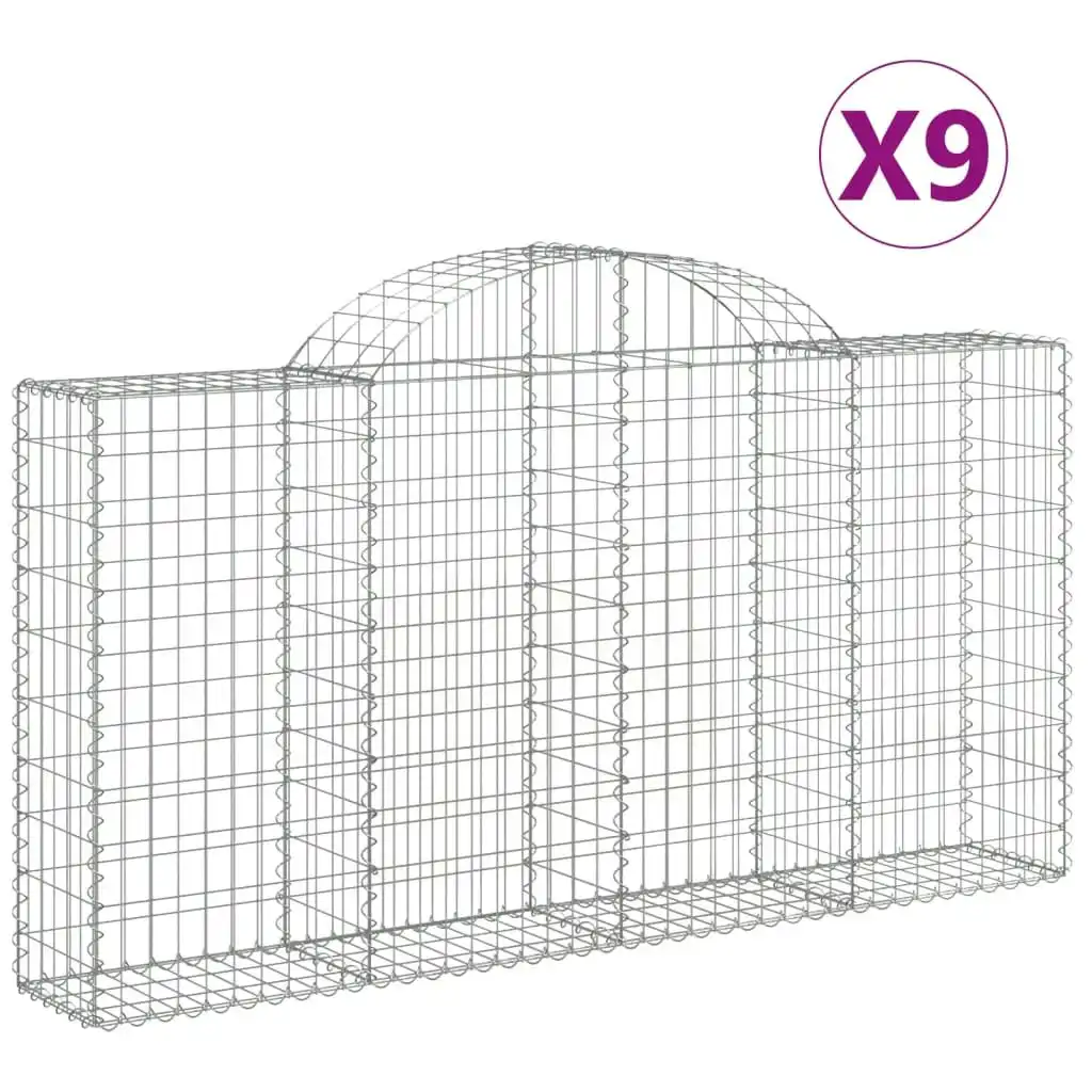 Arched Gabion Baskets 9 pcs 200x30x100/120 cm Galvanised Iron 3146117