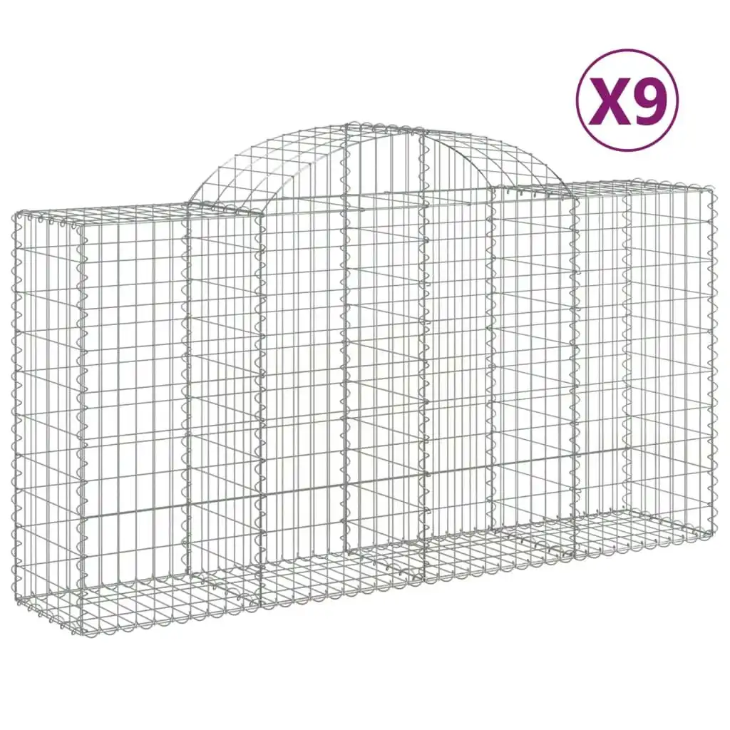 Arched Gabion Baskets 9 pcs 200x50x100/120 cm Galvanised Iron 3146327