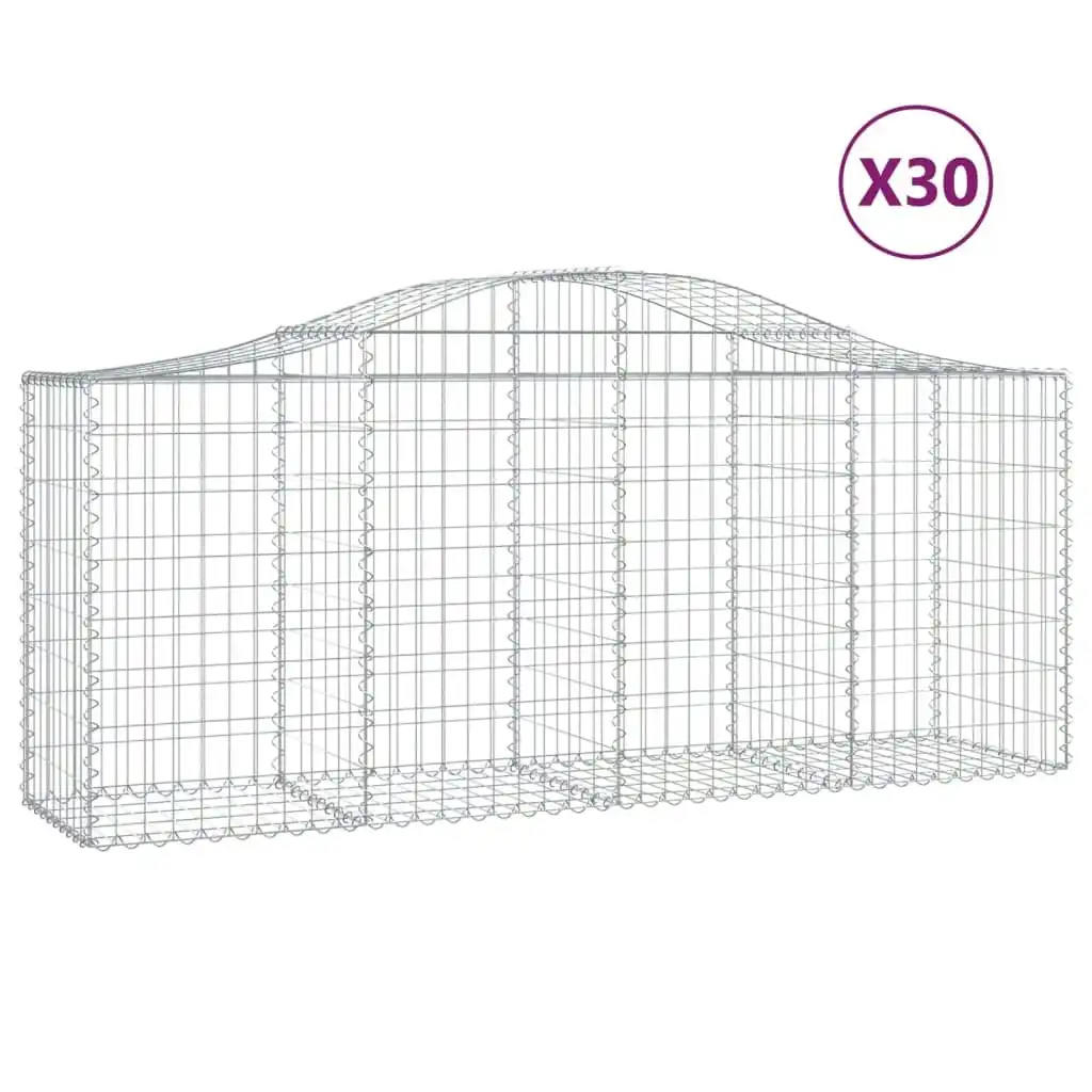 Arched Gabion Baskets 30 pcs 200x50x80/100 cm Galvanised Iron 3145636