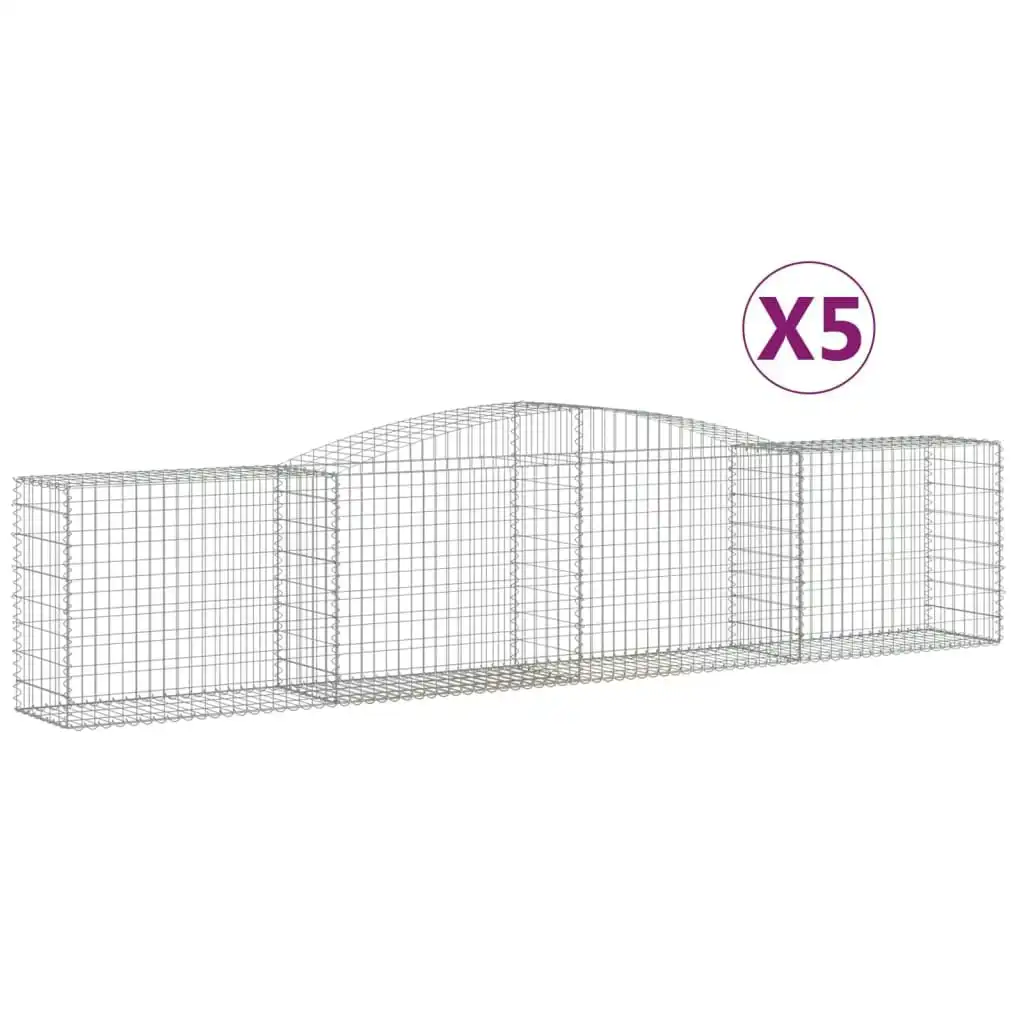 Arched Gabion Baskets 5 pcs 400x50x80/100 cm Galvanised Iron 3146986