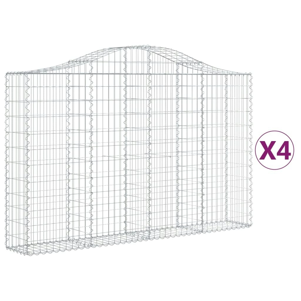 Arched Gabion Baskets 4 pcs 200x30x120/140 cm Galvanised Iron 3145453