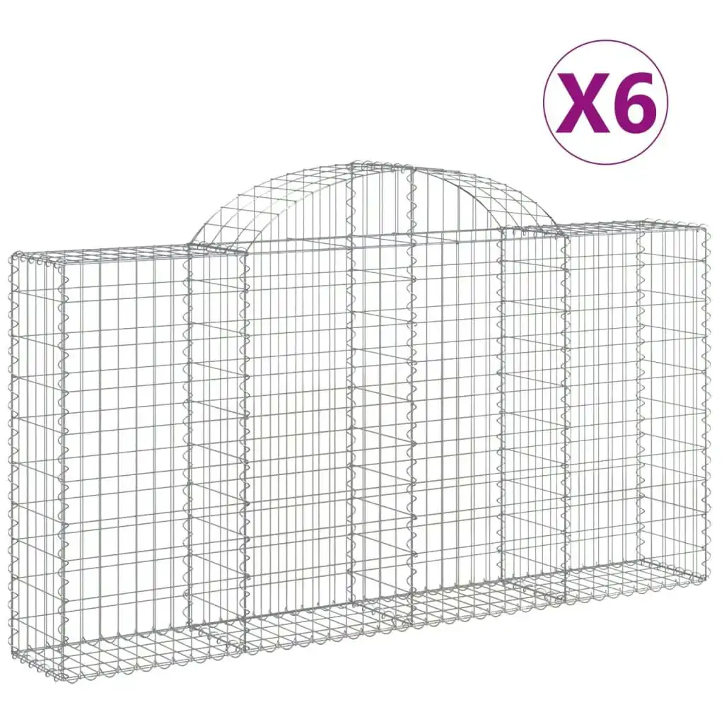 Arched Gabion Baskets 6 pcs 200x30x100/120 cm Galvanised Iron 3146114