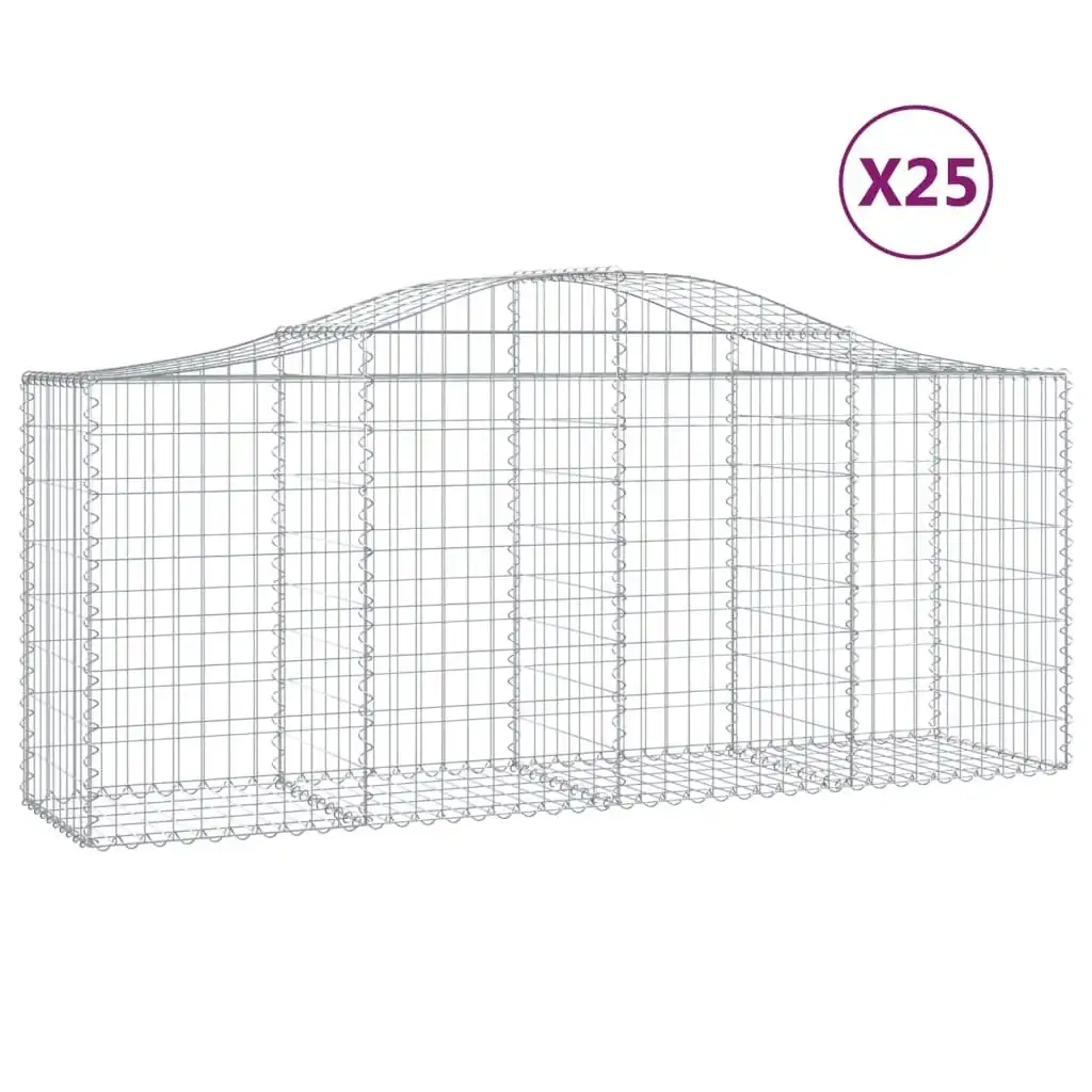 Arched Gabion Baskets 25 pcs 200x50x80/100 cm Galvanised Iron 3145635