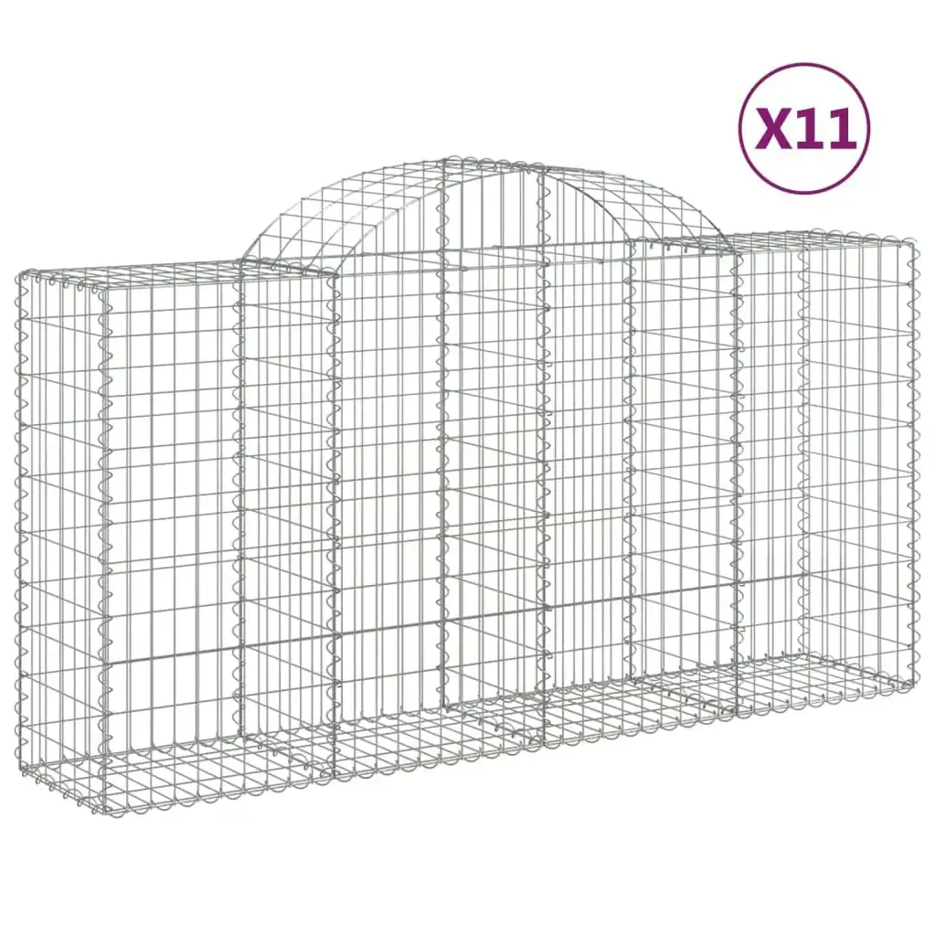 Arched Gabion Baskets 11 pcs 200x50x100/120 cm Galvanised Iron 3146329